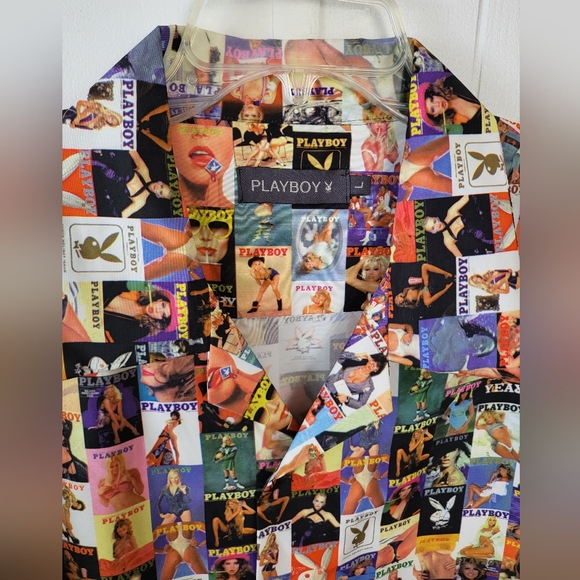 Iconic Vintage Playboy Bunny Magazine Centerfold Button Up Dress Shirt NWOT SZ L - Picture 3 of 14